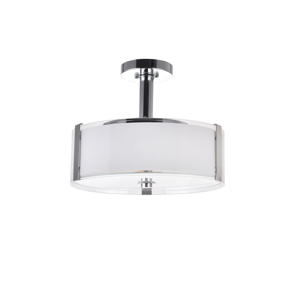 Lucie 3 Light 14in Chrome Round Drum Shade Chandelier