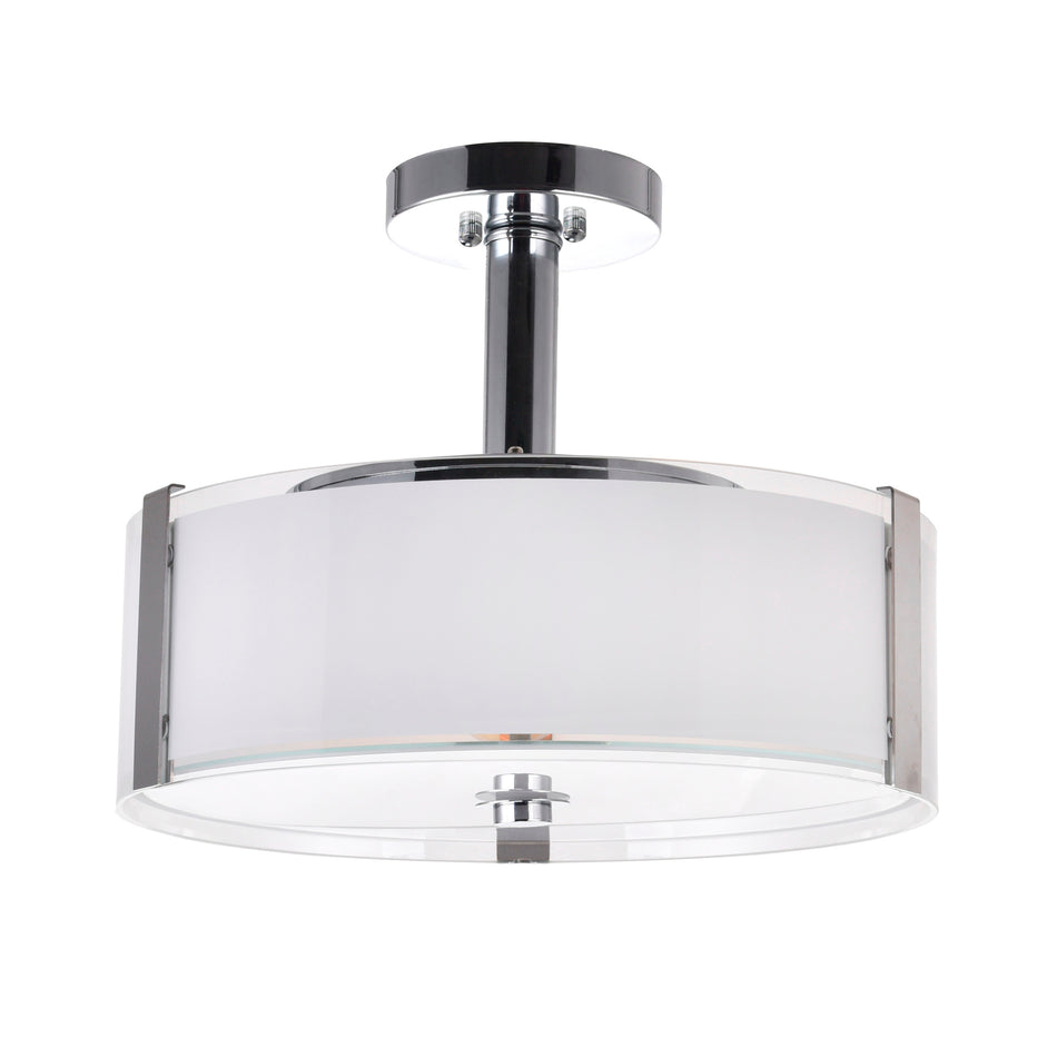 Lucie 4 Light 17in Chrome Round Drum Shade Chandelier by CWI