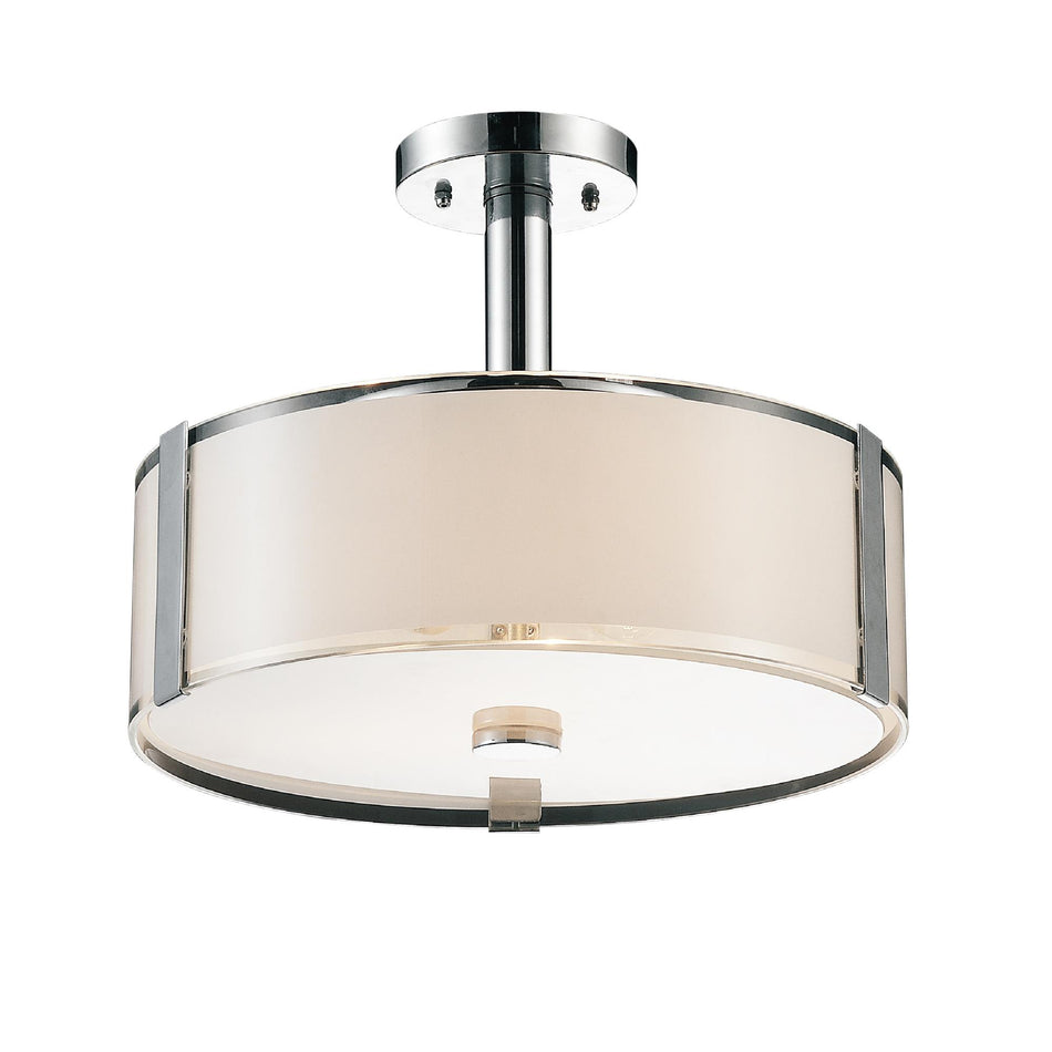 Lucie 4 Light 17in Chrome Round Drum Shade Chandelier