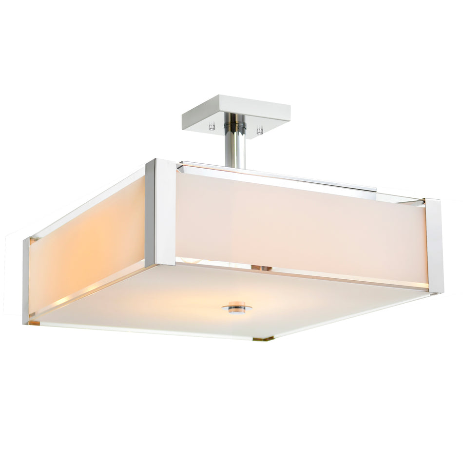 Lucie 4 Light 17in Chrome Square Drum Shade Chandelier