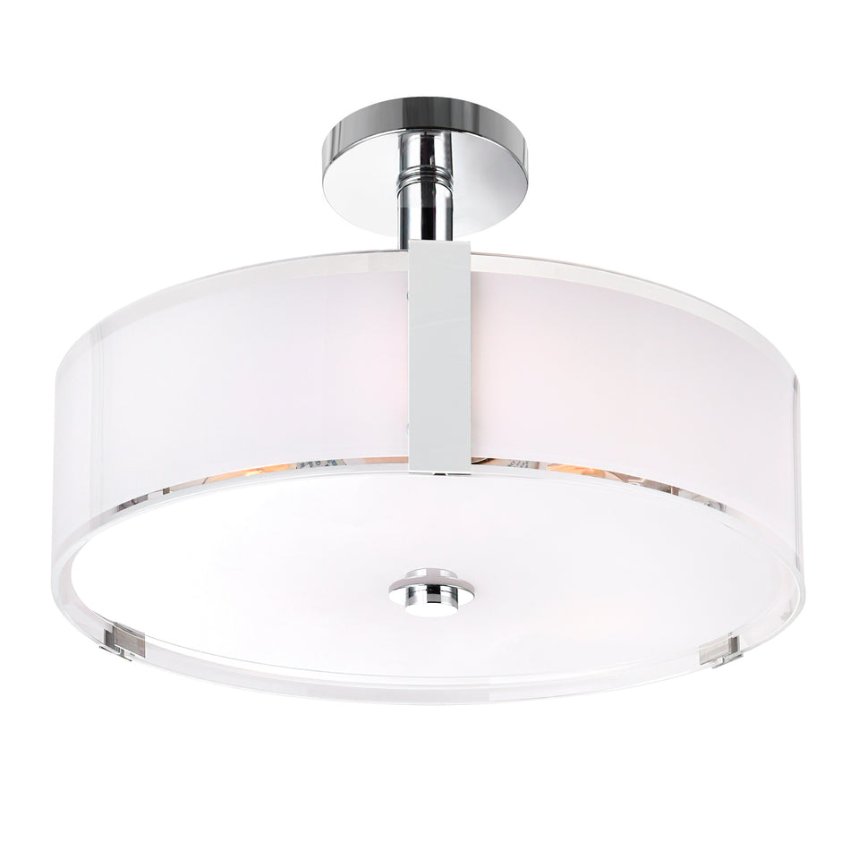 Lucie 5 Light 21in Chrome Round Drum Shade Chandelier by CWI