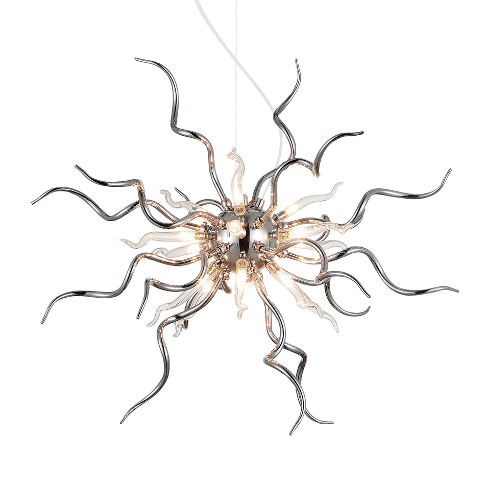 Twist 15 Light Chrome Chandelier by CWI