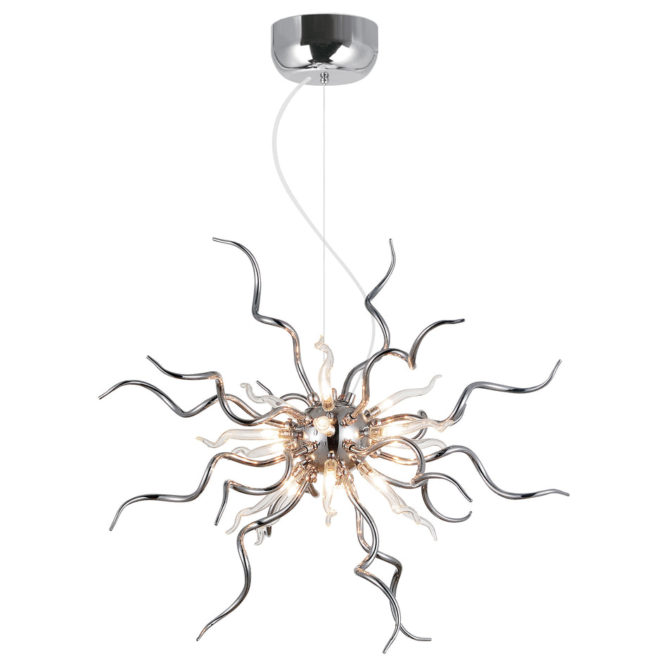 Twist 15 Light Chrome Chandelier