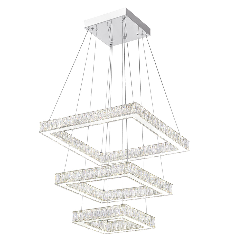 Florence Integrated LED 3-Tier Chrome Chandelier