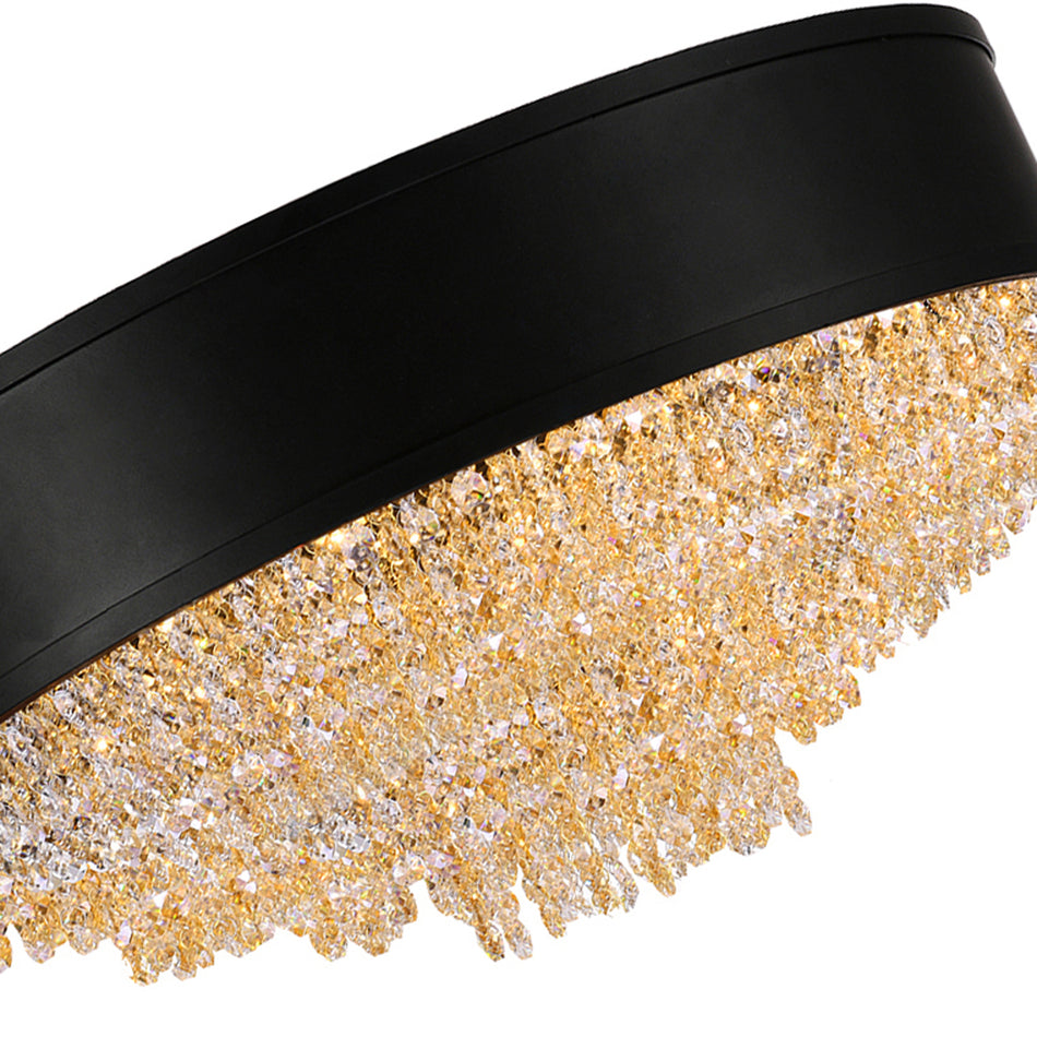 Medina 7 Light Drum Shade Flush Mount With Black Finish by CWI