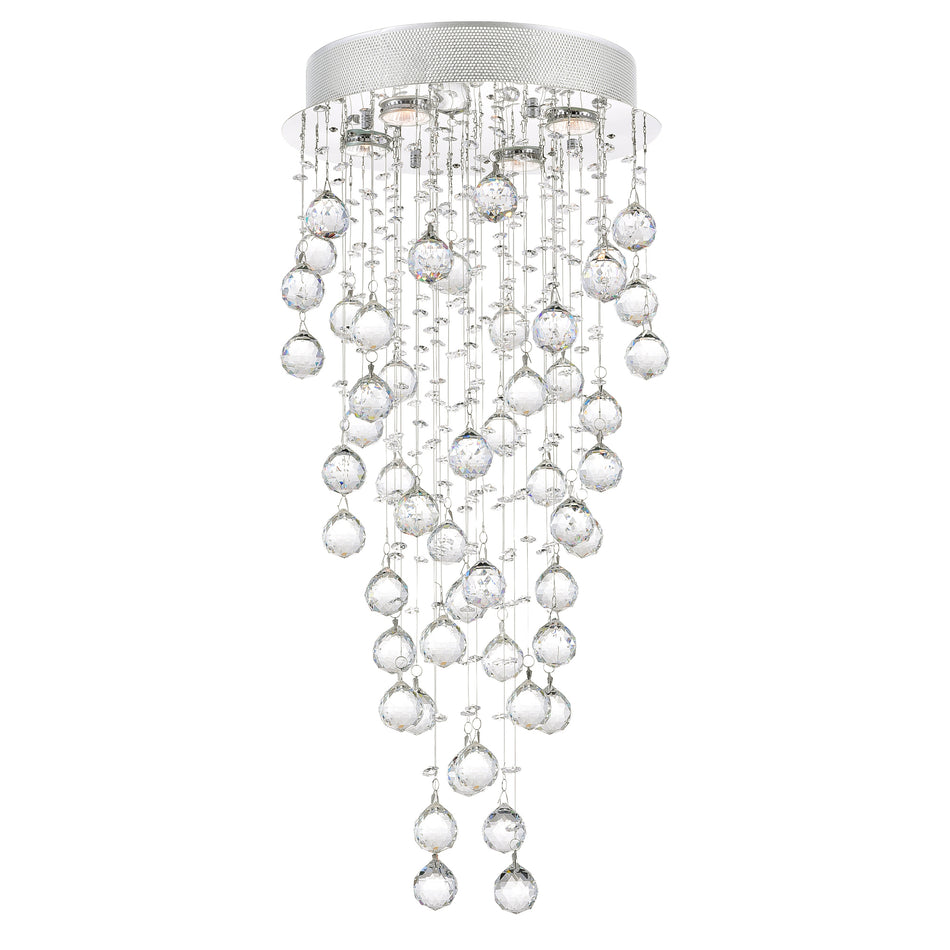 Rain Drop 4 Light Flush Mount With Chrome Finish