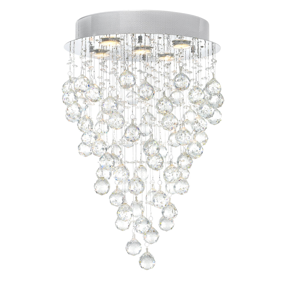 Rain Drop 5 Light 16in Chrome Flush Mount