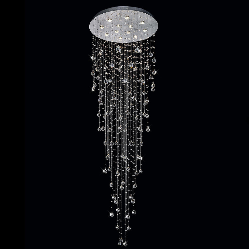 Rain Drop 12 Light 32in Chrome Flush Mount by CWI