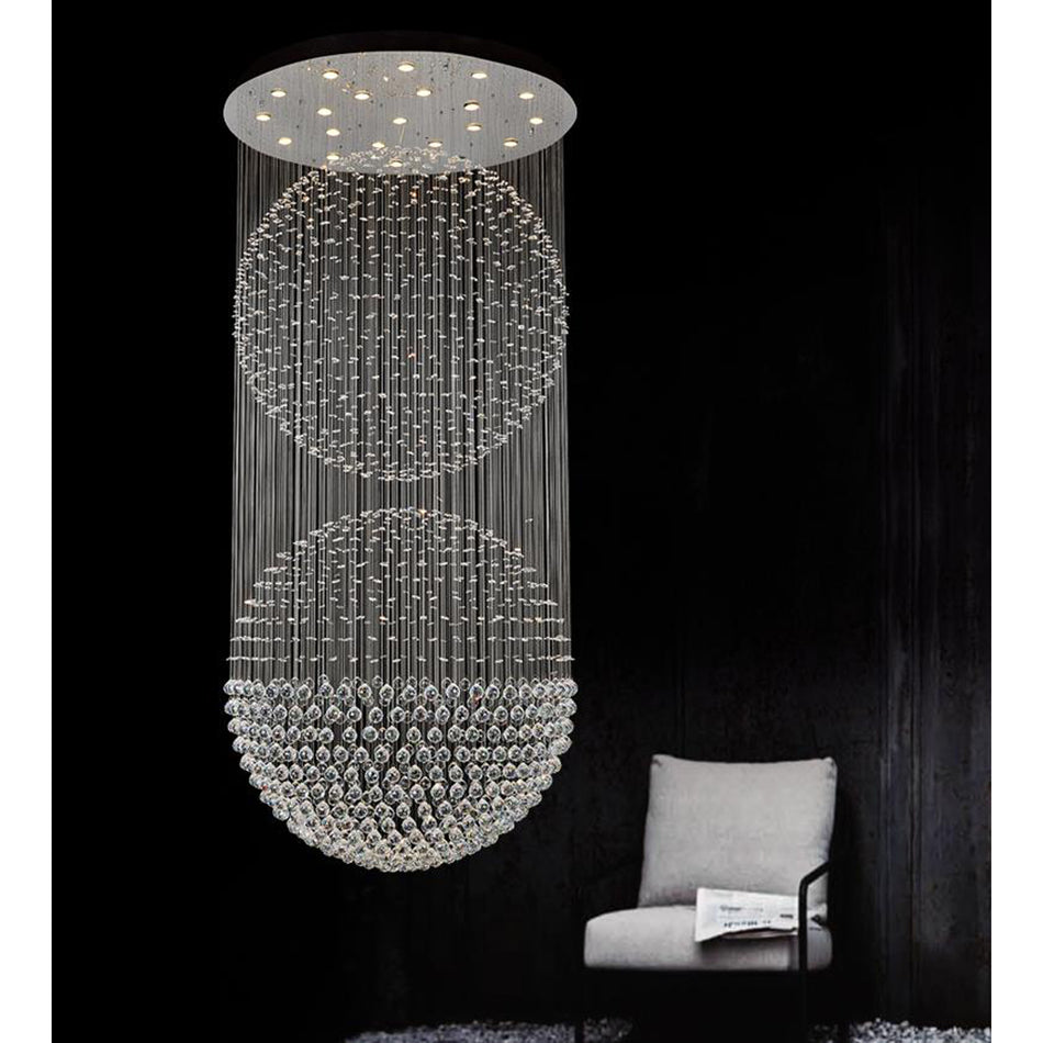 Double Sphere 21 Light Flush Mount With Chrome Finish by CWI