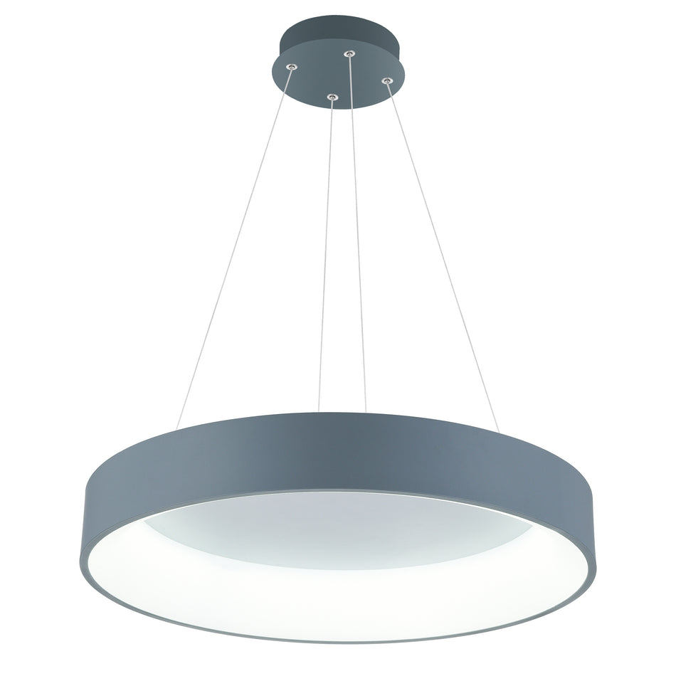 Arenal LED Drum Shade Pendant With Gray & White Finish by CWI