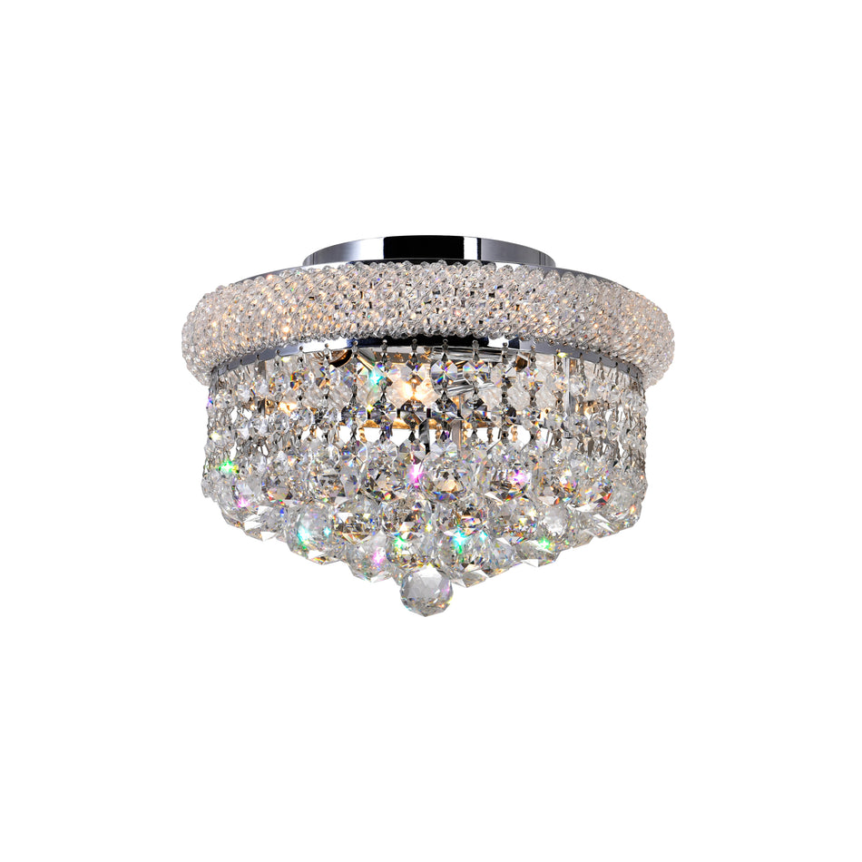 Empire 3 Light 12in Chrome Flush Mount with Crystals
