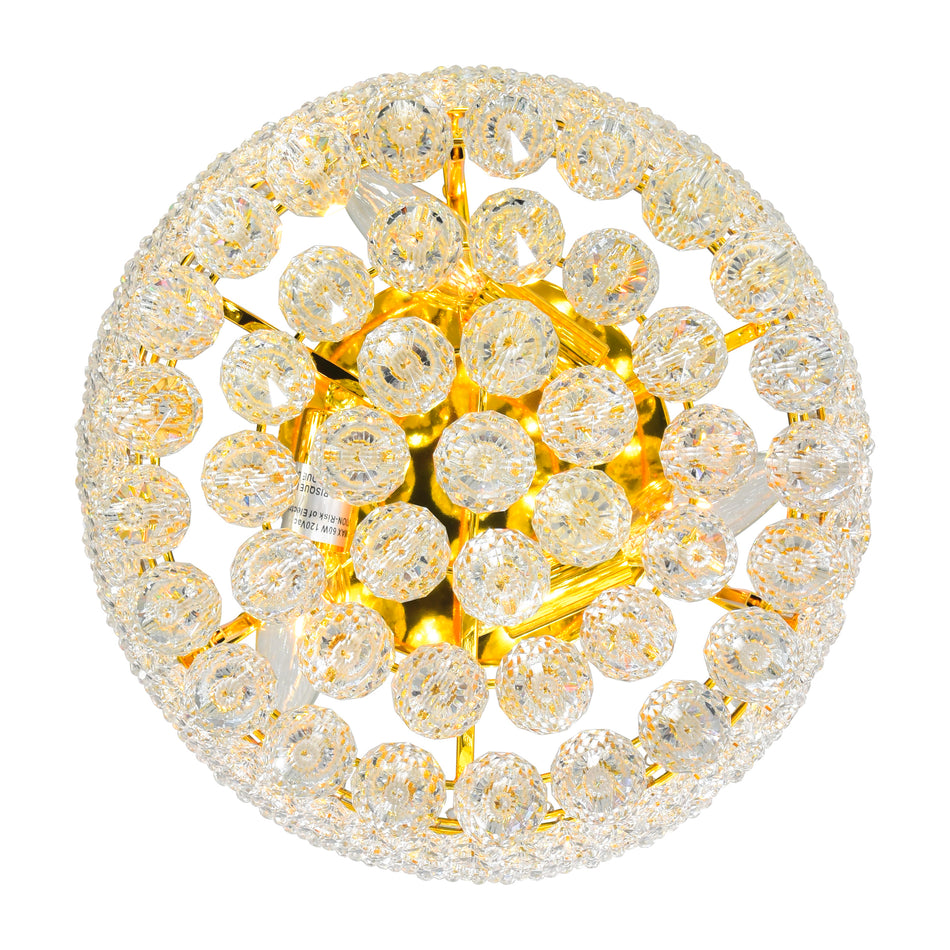Empire 3 Light 12in Gold Flush Mount with Crystals by CWI