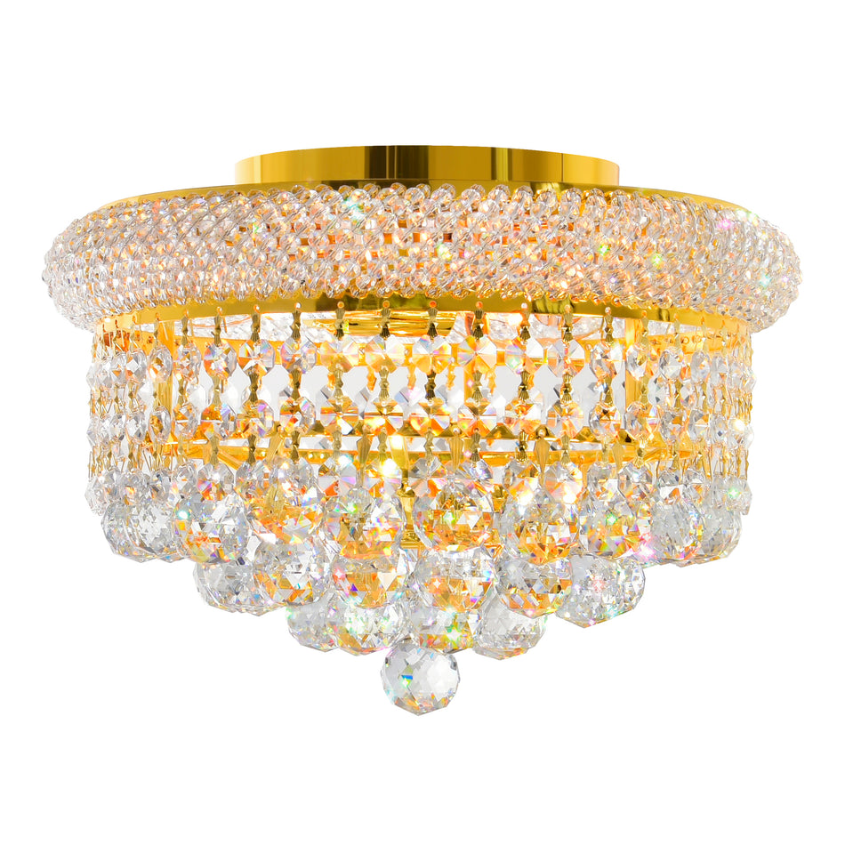 Empire 3 Light 12in Gold Flush Mount with Crystals
