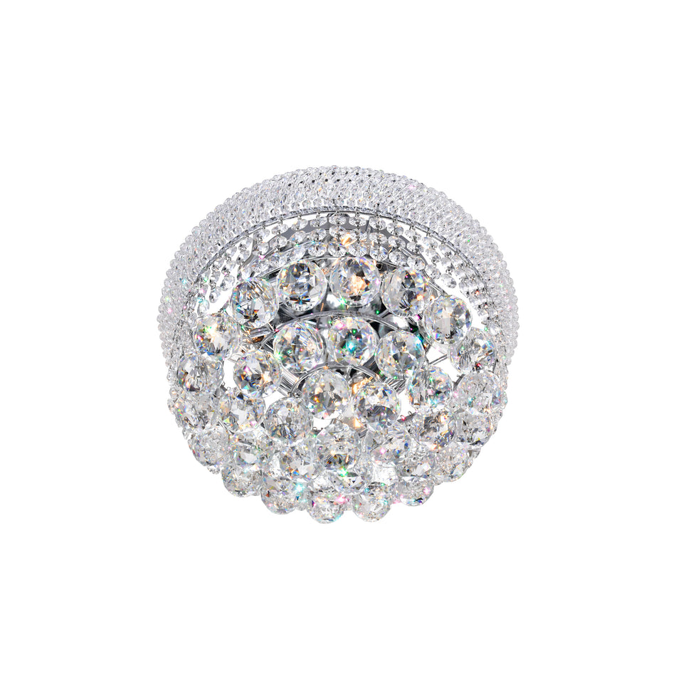 Empire 4 Light 14in Chrome Flush Mount with Crystals by CWI