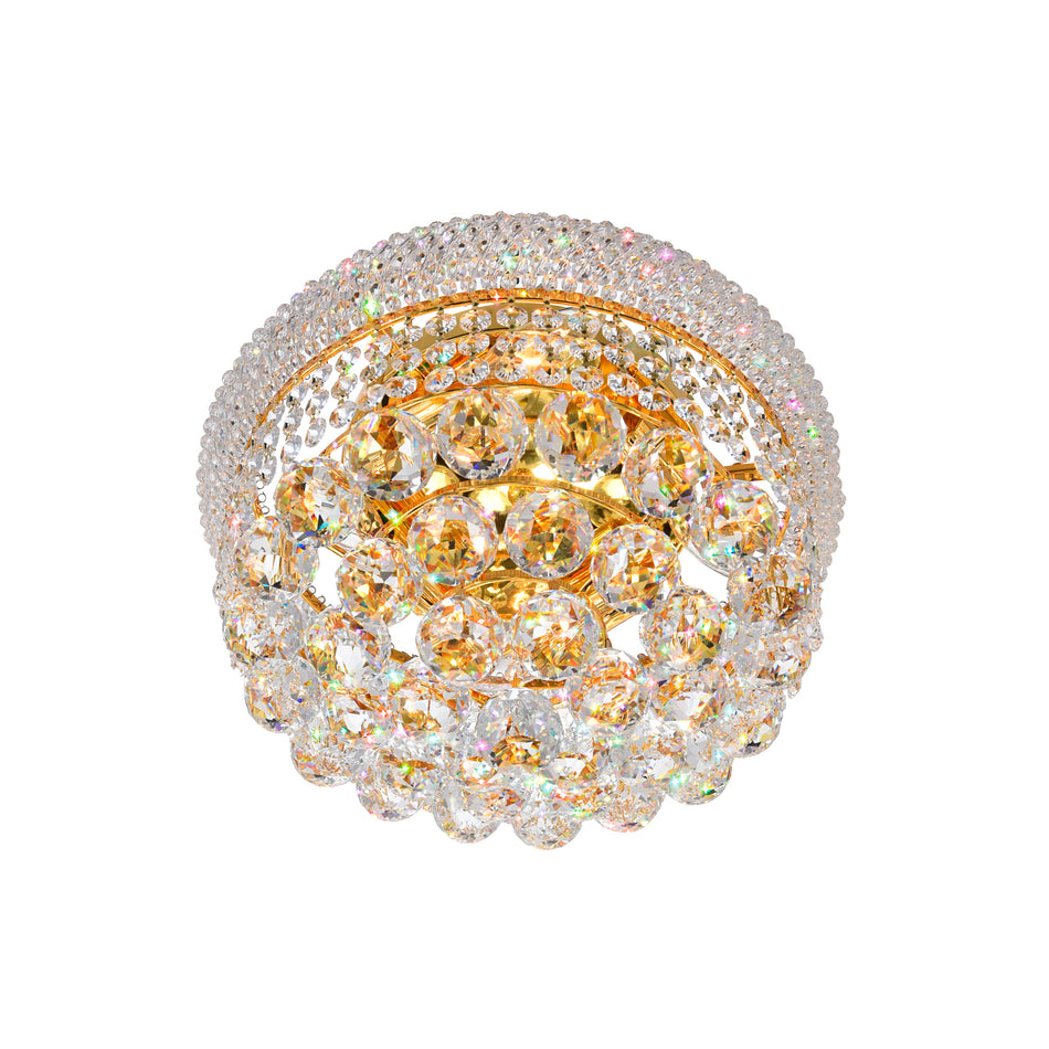 Empire 4 Light 14in Gold Flush Mount with Crystals by CWI