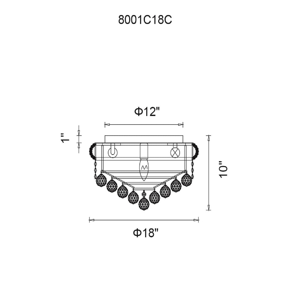 Empire 5 Light 18in Chrome Flush Mount with Crystals by CWI