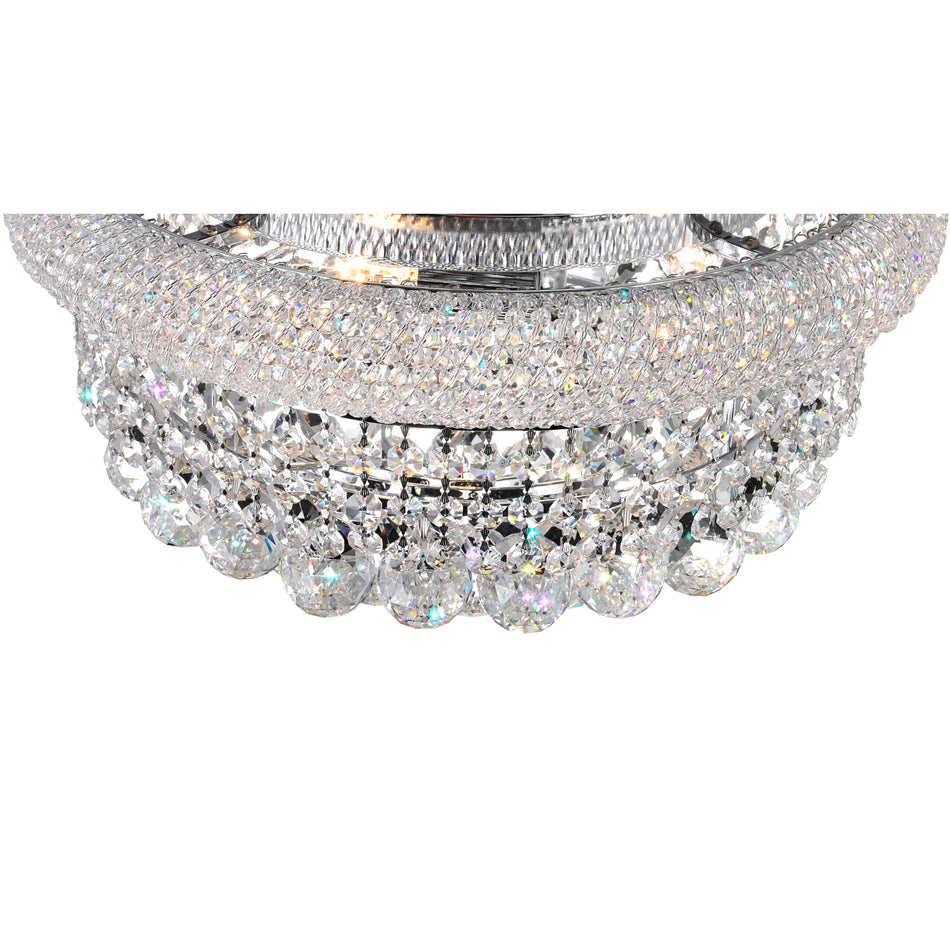 Empire 8 Light 20in Chrome Flush Mount with Crystals by CWI