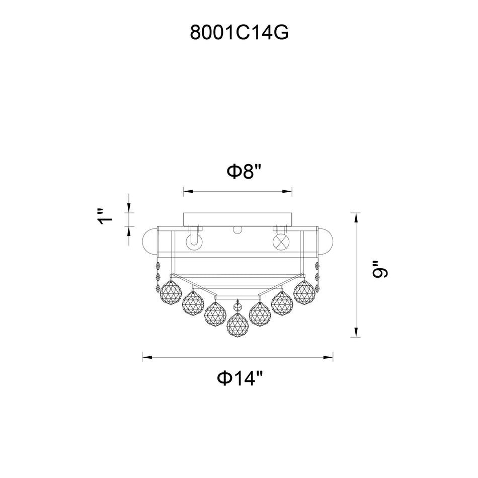 Empire 13 Light 24in Chrome Flush Mount with Crystals by CWI
