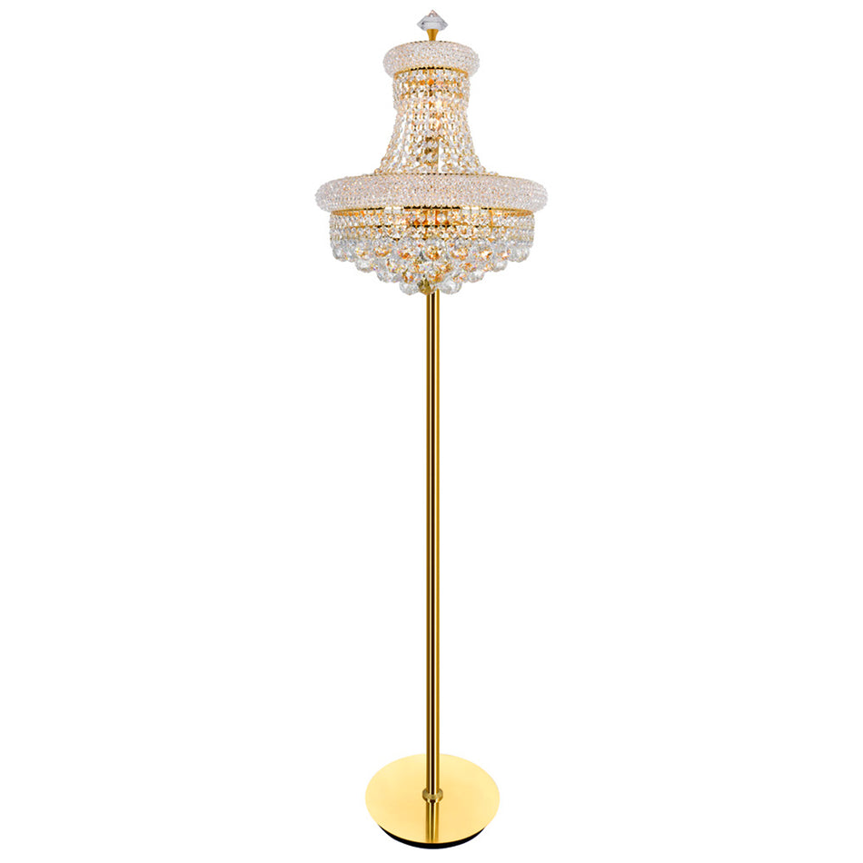 Empire 8 Light 18in Gold Floor Lamp with Crystals