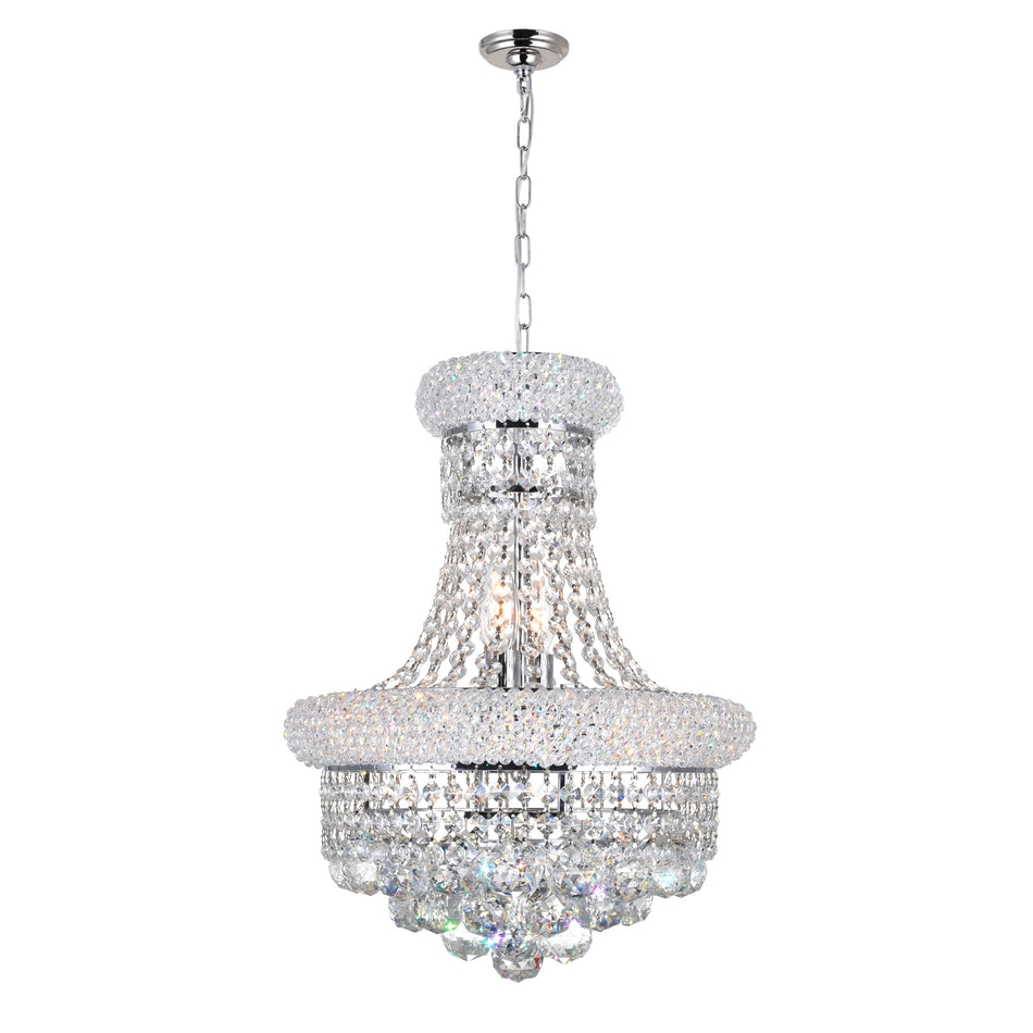 Empire 6 Light 14in Chrome Chandelier with Crystals