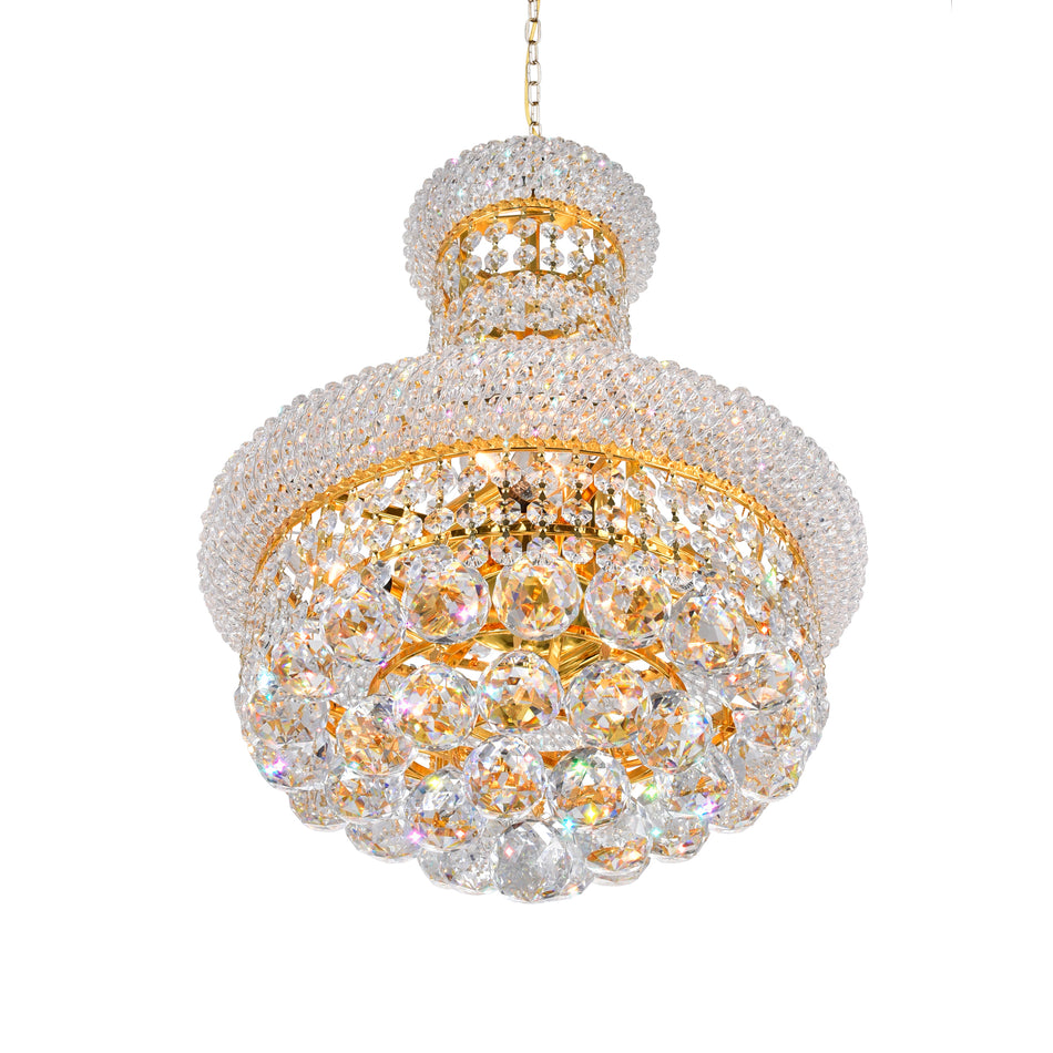 Empire 6 Light 14in Gold Chandelier with Crystals by CWI