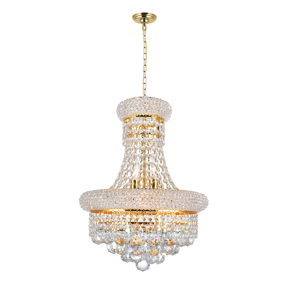 Empire 6 Light 14in Gold Chandelier with Crystals