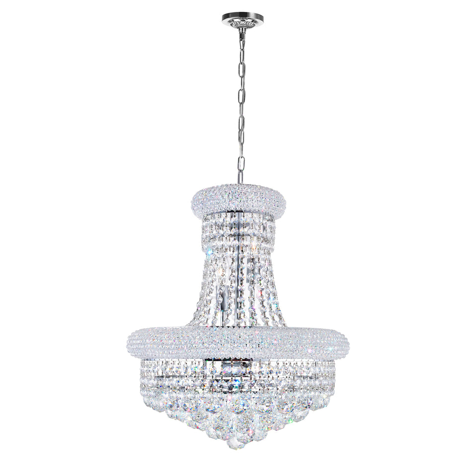Empire 8 Light 18in Chrome Down Chandelier with Crystals