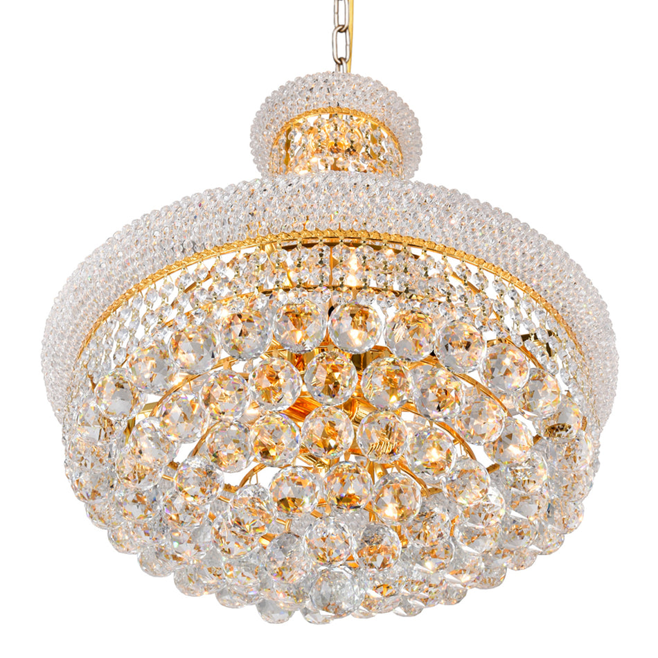 Empire 14 Light 20in Gold Down Chandelier with Crystals by CWI