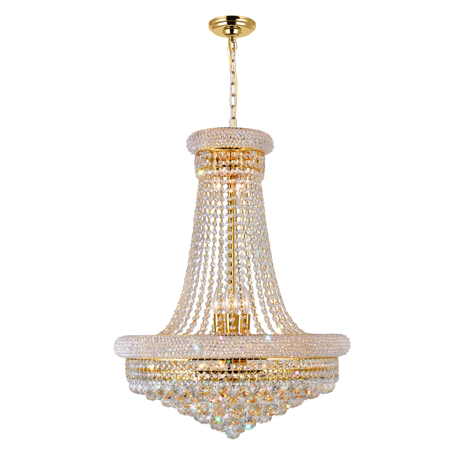Empire 17 Light 24in Gold Down Chandelier with Crystals