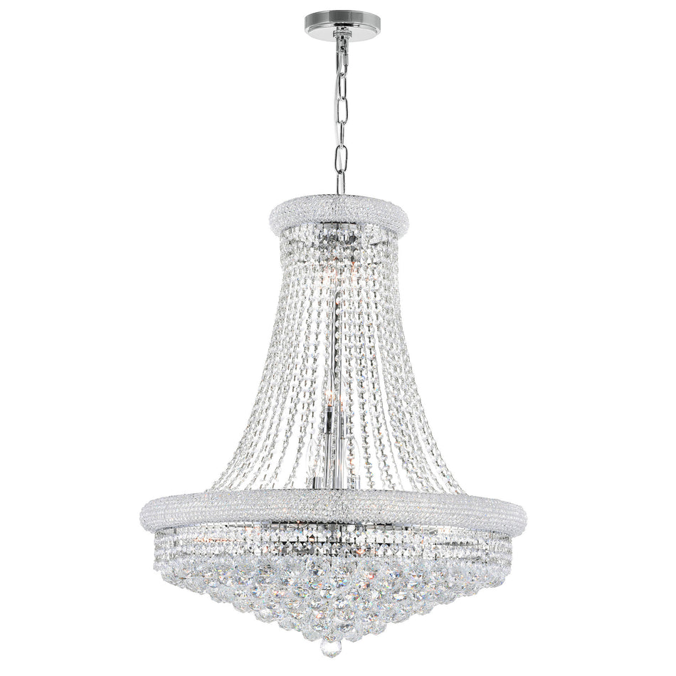 Empire 18 Light 28in Chrome Down Chandelier with Crystals