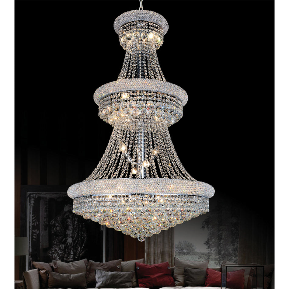 Empire 32 Light 30in Chrome Down Chandelier with Crystals by CWI