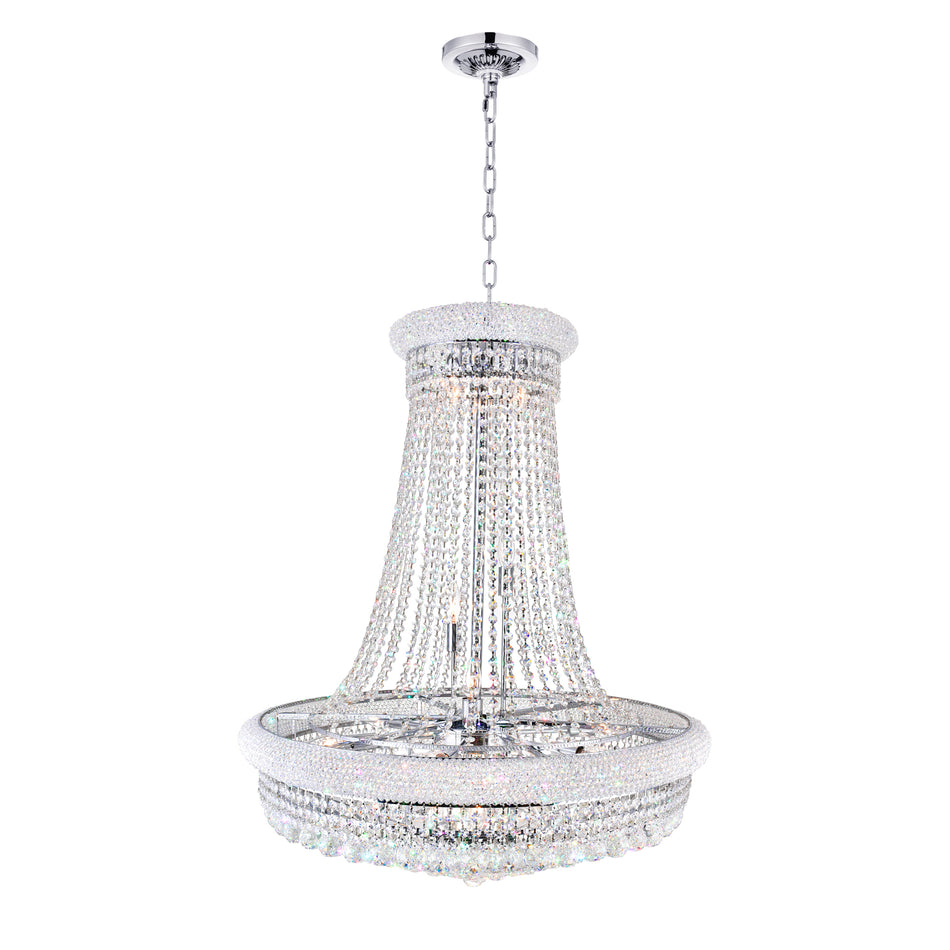 Empire 19 Light 32in Chrome Down Chandelier with Crystals by CWI