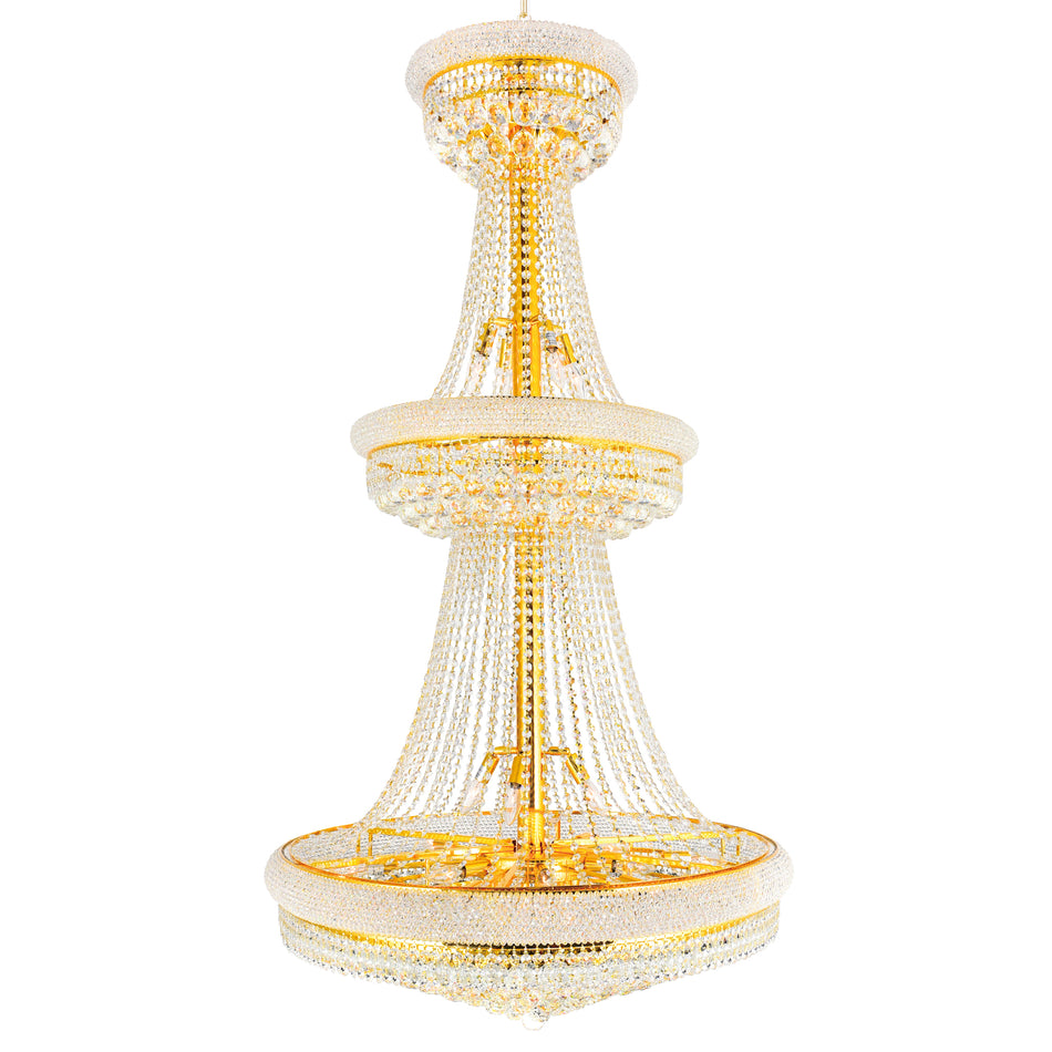 Empire 34 Light 36in Gold Down Chandelier with Crystals by CWI