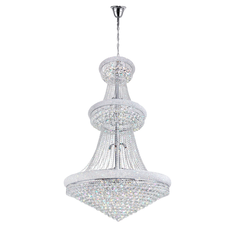 Empire 38 Light 42in Chrome Down Chandelier with Crystals