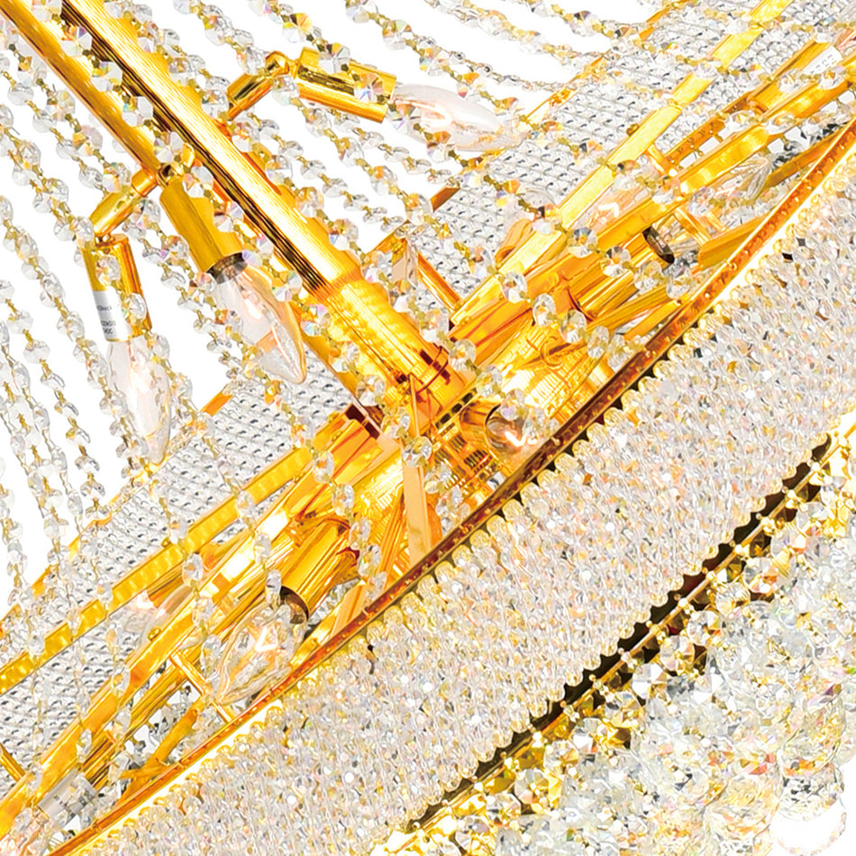 Empire 38 Light 42in Gold Down Chandelier with Crystals by CWI