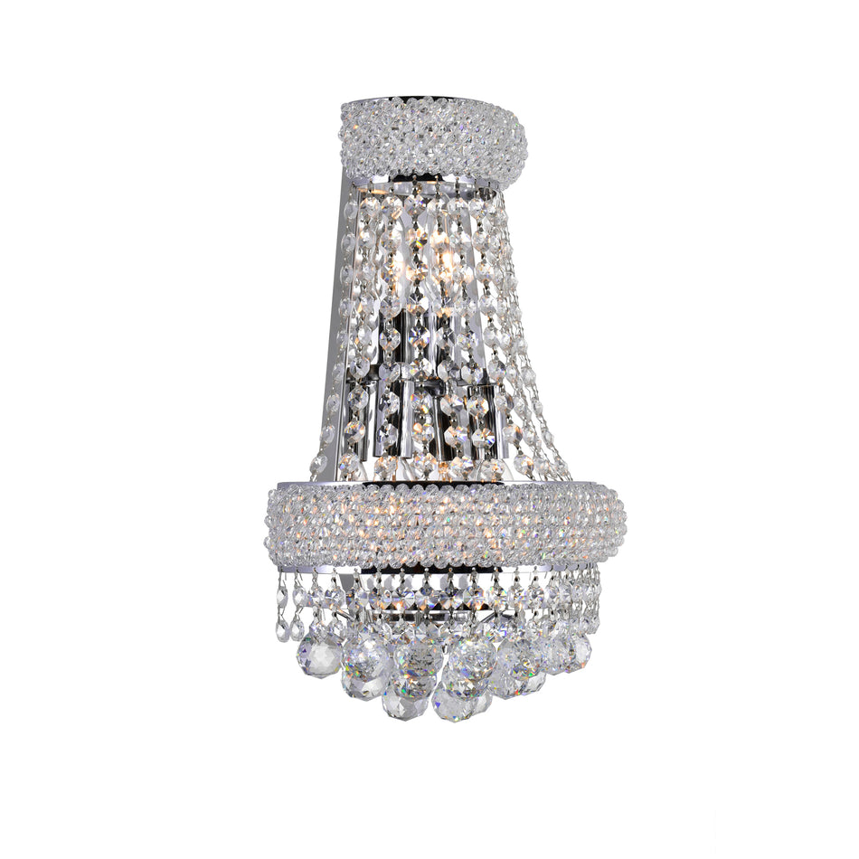 Empire 3 Light 12in Chrome Wall Sconce with Crystals by CWI
