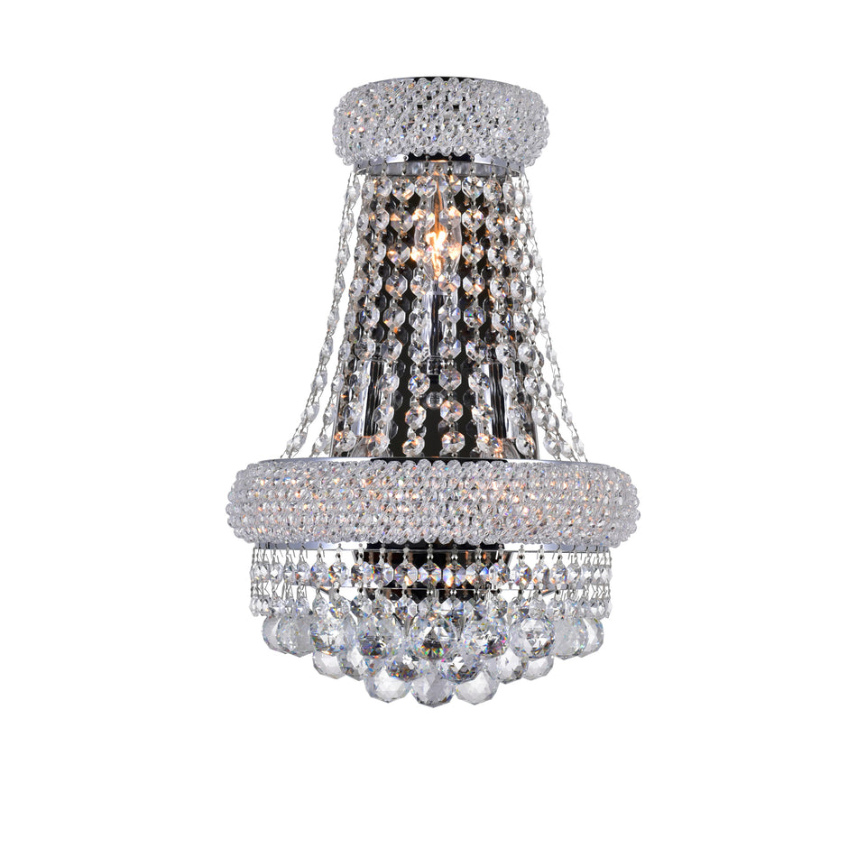 Empire 3 Light 12in Chrome Wall Sconce with Crystals