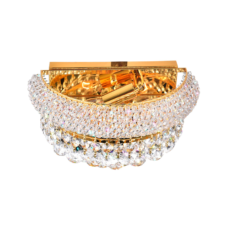Empire 2 Light 12in Gold Wall Sconce with Crystals by CWI