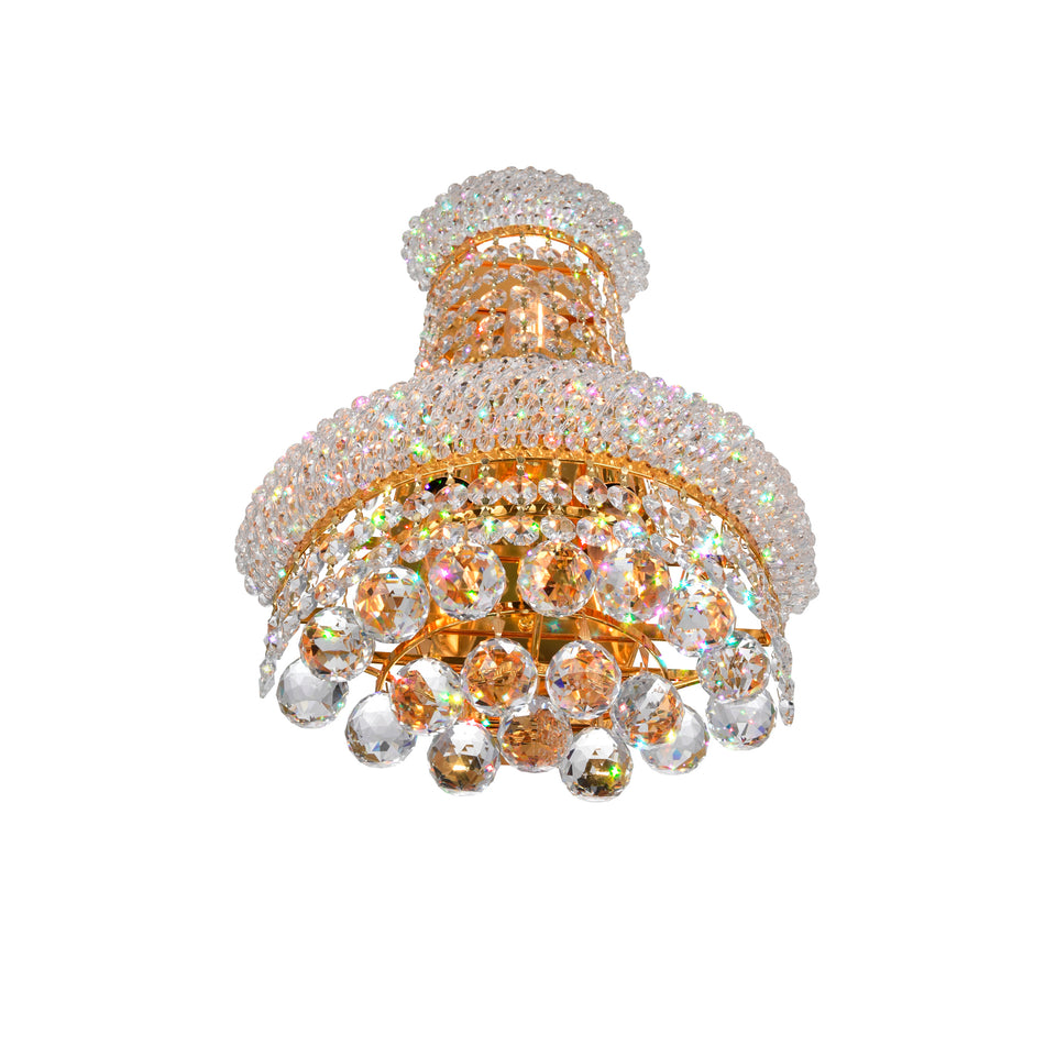 Empire 3 Light 12in Gold Wall Sconce with Crystals by CWI