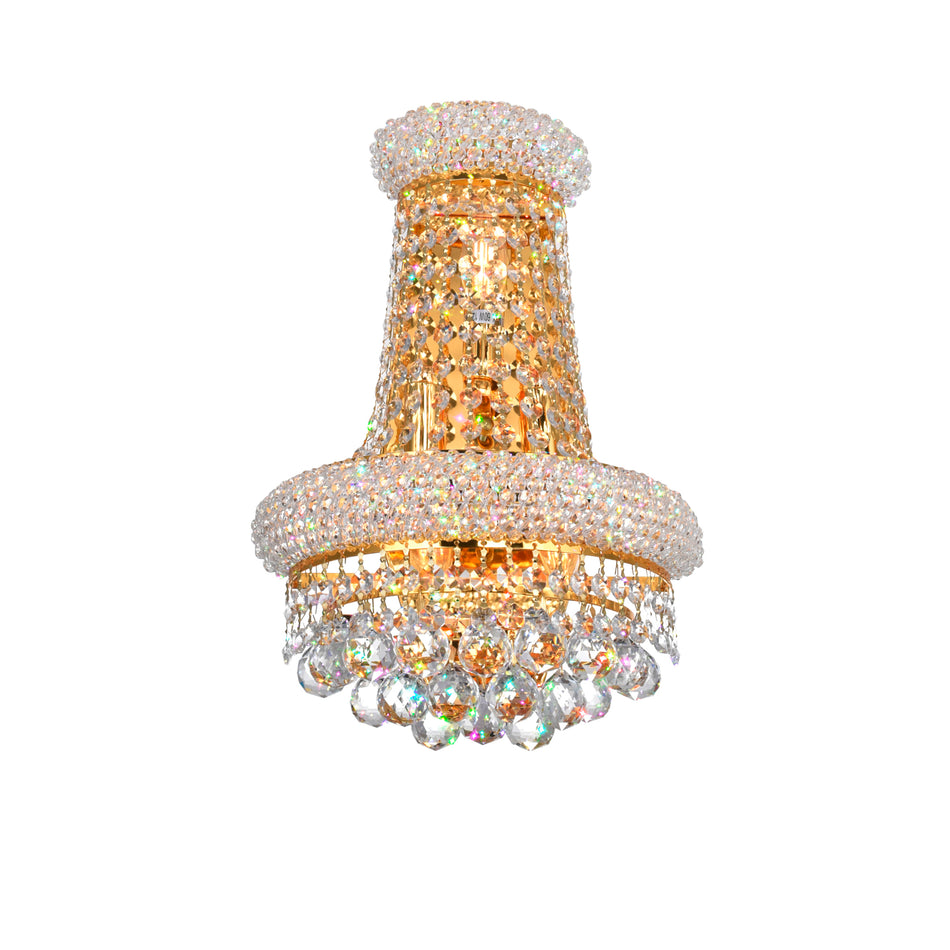 Empire 3 Light 12in Gold Wall Sconce with Crystals