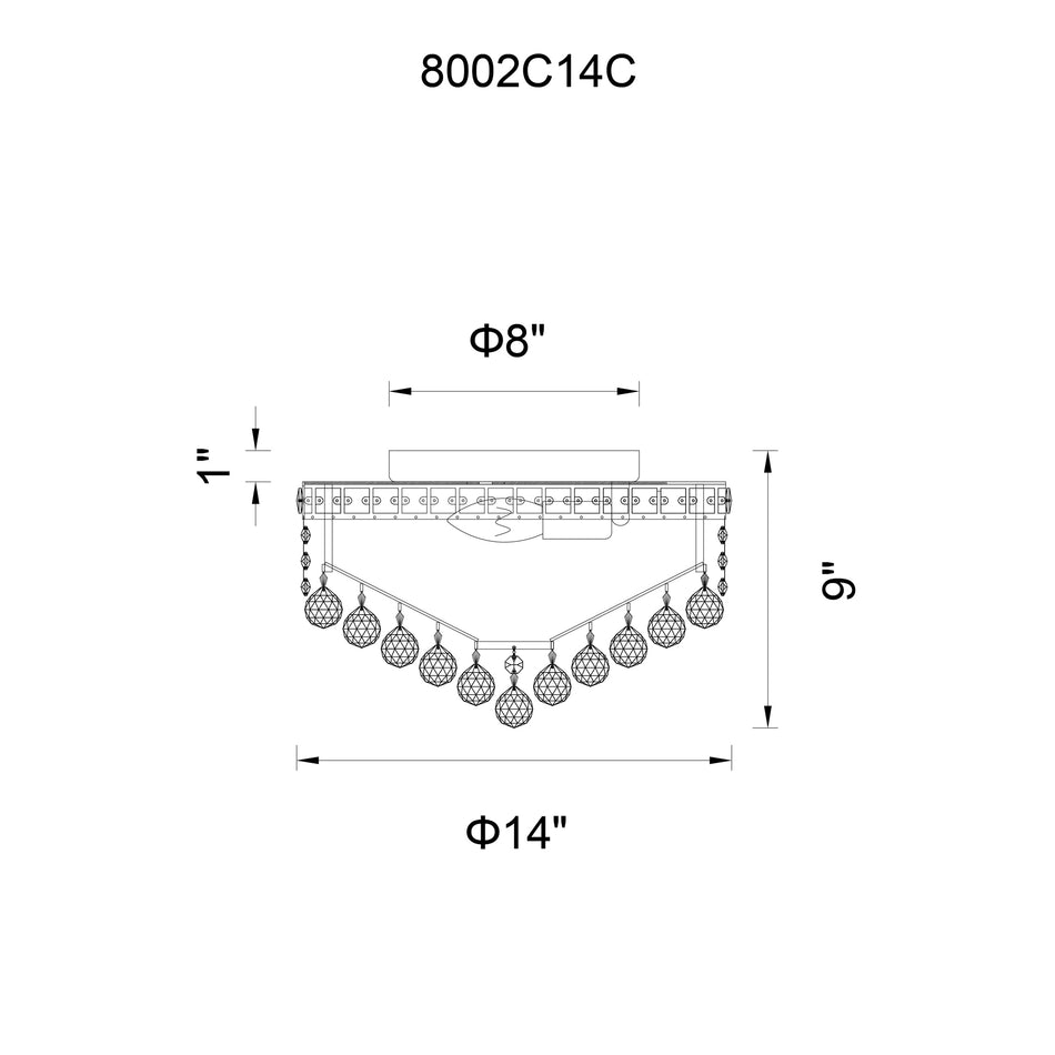 Luminous 4 Light 14in Chrome Flush Mount by CWI