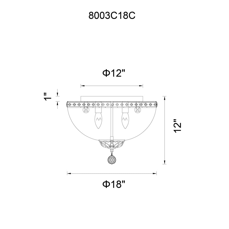 Stefania 6 Light Bowl Flush Mount With Chrome Finish by CWI