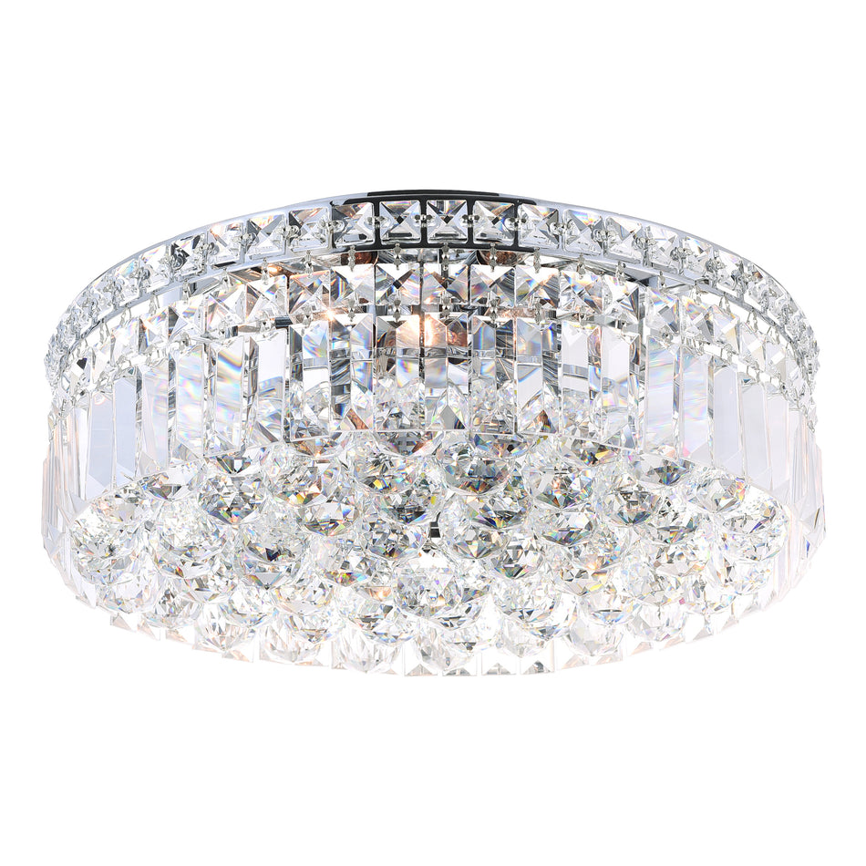 Colosseum 4 Light 14in Chrome Flush Mount with Crystals by CWI