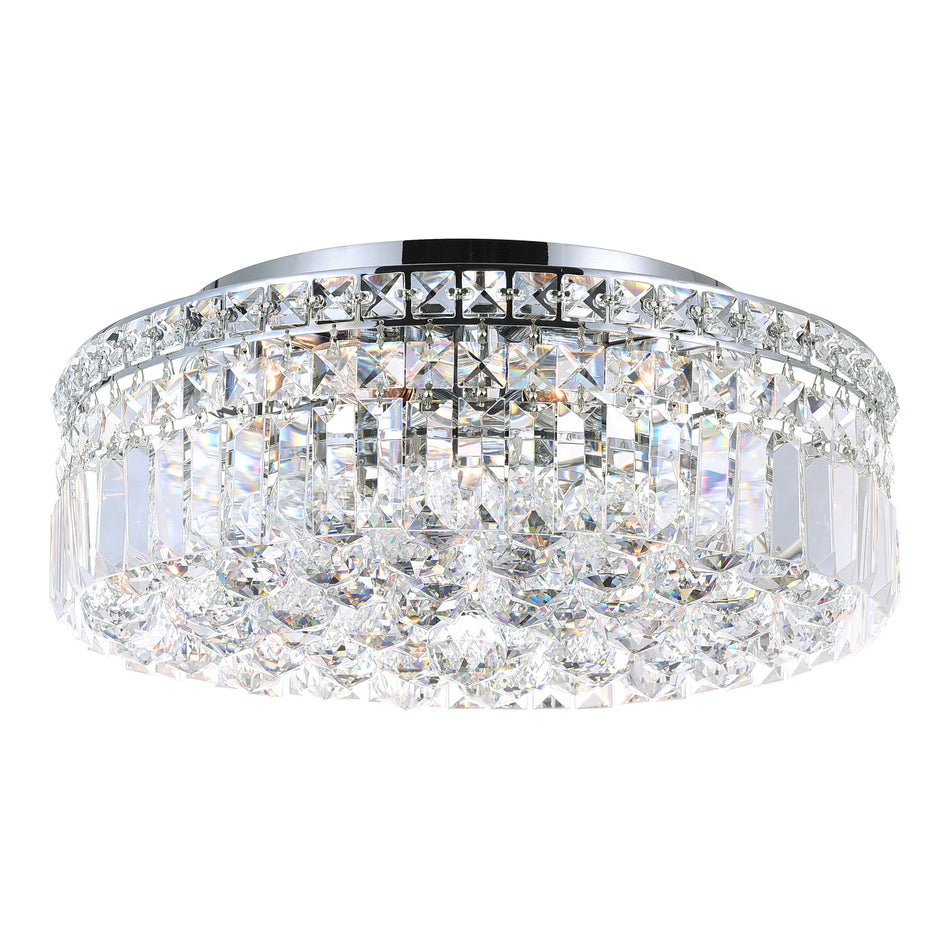 Colosseum 5 Light 16in Chrome Flush Mount with Crystals