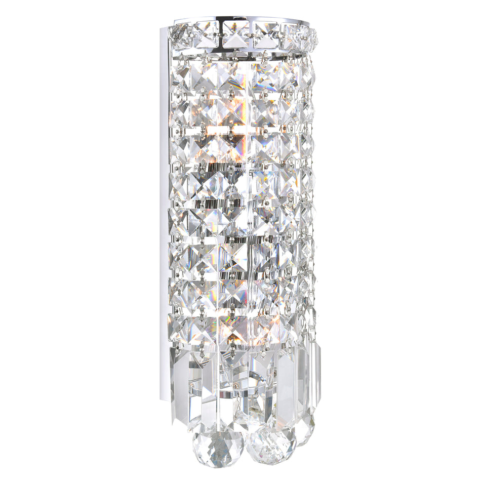 Colosseum 2 Light 5in Chrome Bathroom Sconce with Crystals by CWI