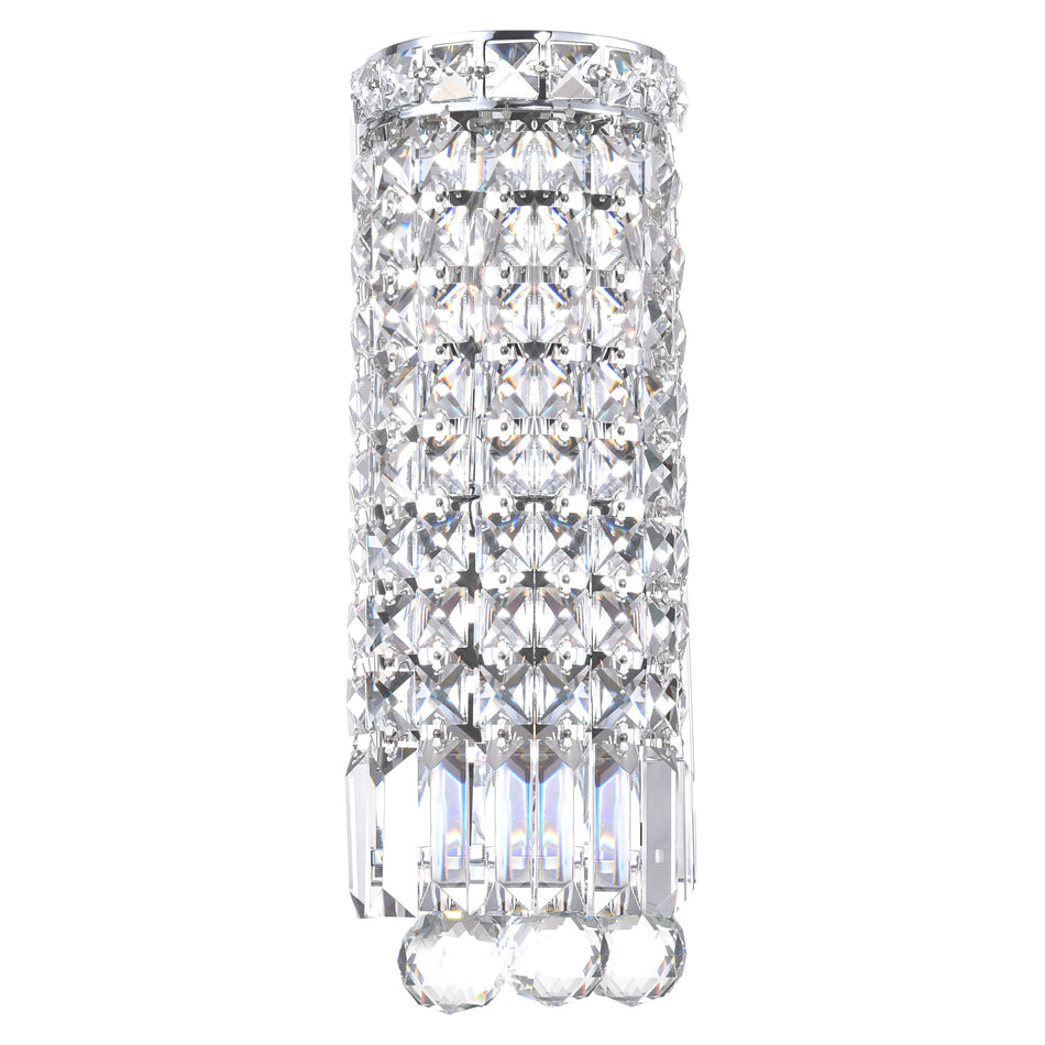 Colosseum 2 Light 5in Chrome Bathroom Sconce with Crystals