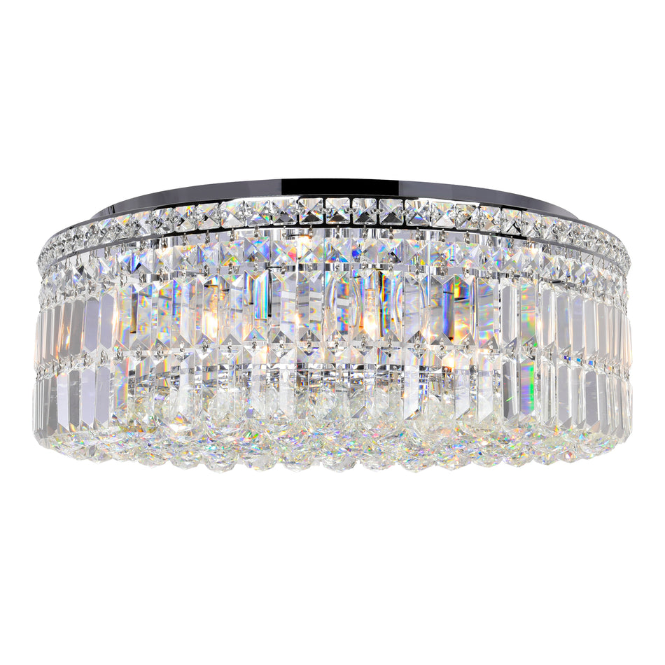 Colosseum 10 Light 24in Chrome Flush Mount with Crystals