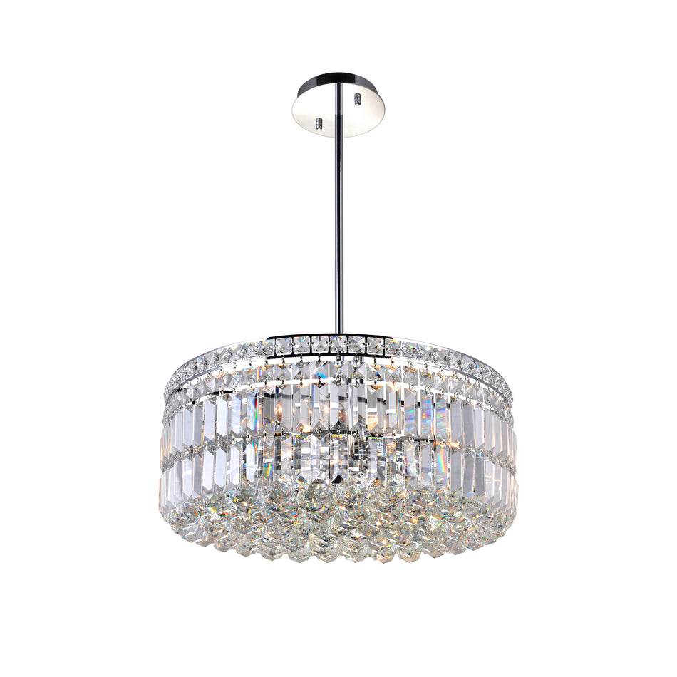 Colosseum 8 Light 20in Chrome Down Chandelier with Crystals