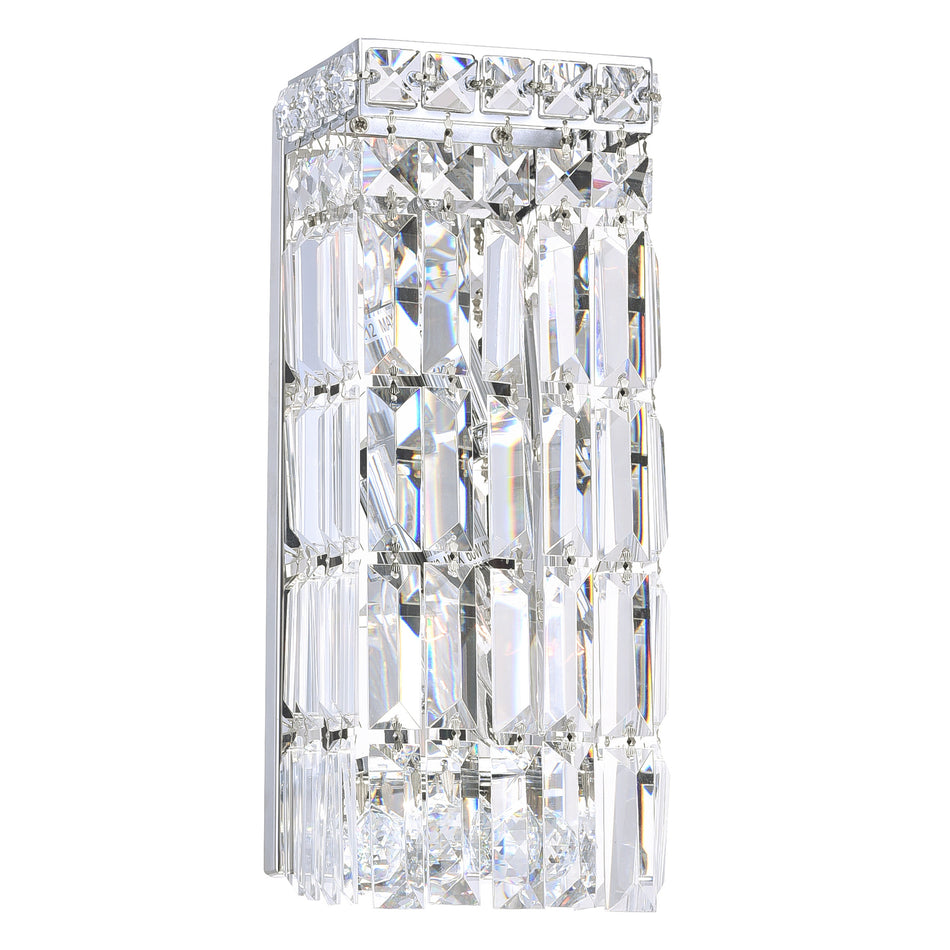 Colosseum 2 Light 5in Chrome Bathroom Sconce with Crystals