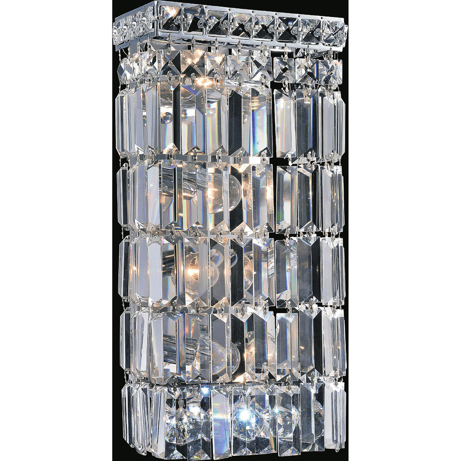 Colosseum 4 Light 7in Chrome Bathroom Sconce with Crystals